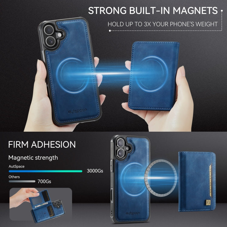Funda para Teléfono Autspace A13 Magsafe con Tapa Magnética Rfid para iPhone 16 Plus (Azul)