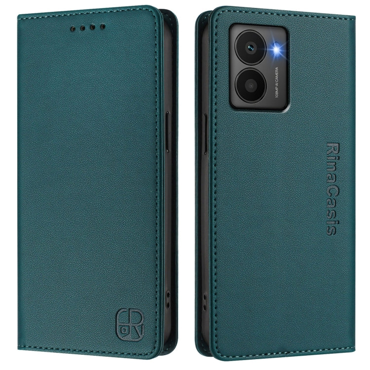 Funda de Cuero Rfid con Succión Magnética y Doble Pliegue para Teléfono Hmd Fuison Rc01 (Verde Oscuro)