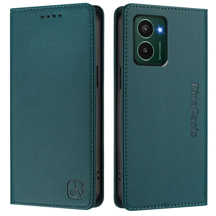 Funda de Cuero Rfid con Succión Magnética y Doble Pliegue para Teléfono Hmd Pulse / Pulse Pro / Pulse+ Rc01 (Verde Oscuro)