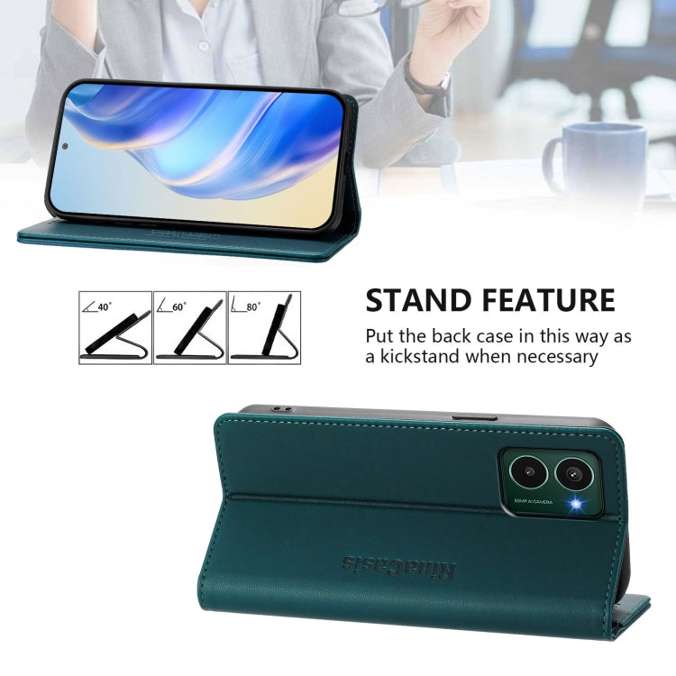 Funda de Cuero Rfid con Succión Magnética y Doble Pliegue para Teléfono Hmd Pulse / Pulse Pro / Pulse+ Rc01 (Verde Oscuro)