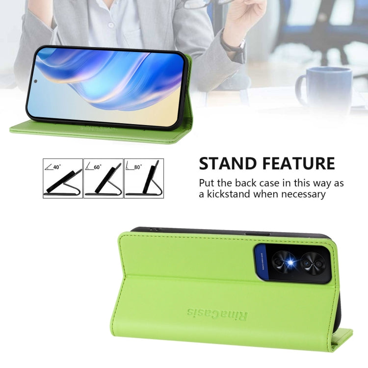 Funda de Cuero con Doble Pliegue y Succión Magnética RFID para TCL 50 5G y Xe Nxtpaper 5G (Verde Hierba)
