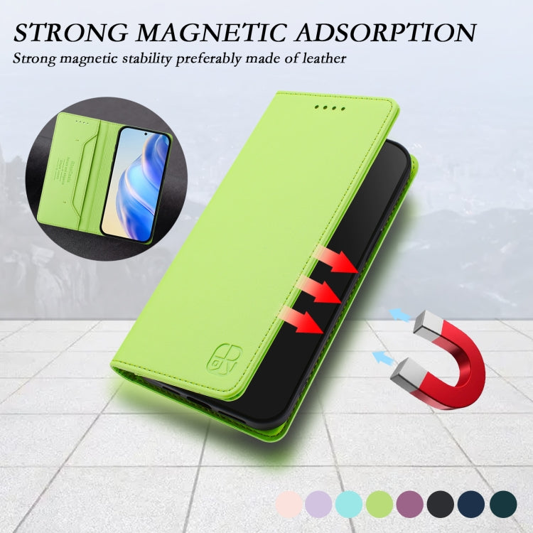 Funda de Cuero con Doble Pliegue y Succión Magnética RFID para TCL 50 5G y Xe Nxtpaper 5G (Verde Hierba)