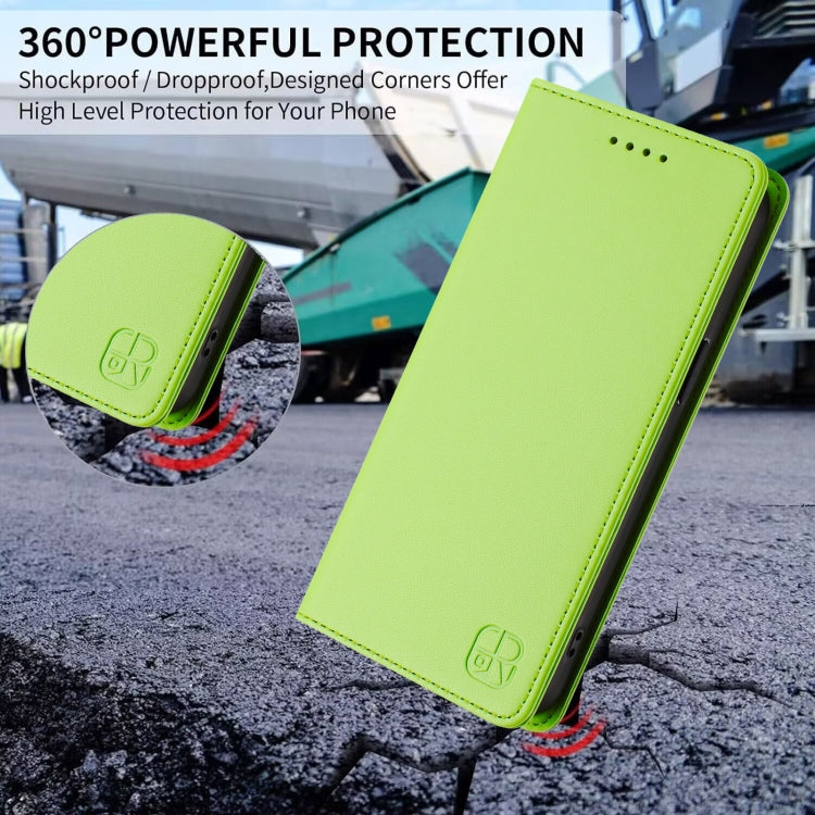 Funda de Cuero con Doble Pliegue y Succión Magnética RFID para TCL 50 5G y Xe Nxtpaper 5G (Verde Hierba)