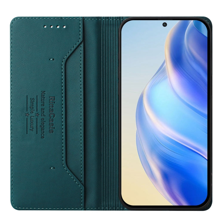 Funda de Cuero con Doble Pliegue y Succión Magnética RFID para TCL 50 5G / Xe Nxtpaper 5G / Xe 5G Rc01 (Verde Oscuro)