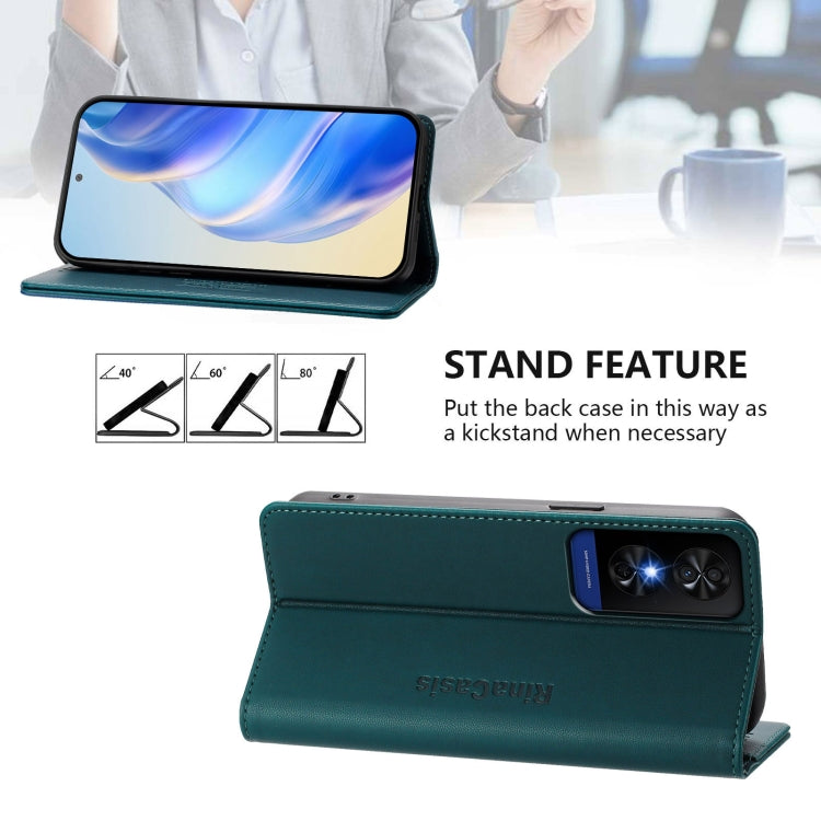 Funda de Cuero con Doble Pliegue y Succión Magnética RFID para TCL 50 5G / Xe Nxtpaper 5G / Xe 5G Rc01 (Verde Oscuro)