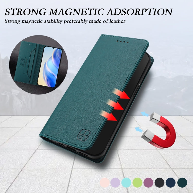 Funda de Cuero con Doble Pliegue y Succión Magnética RFID para TCL 50 5G / Xe Nxtpaper 5G / Xe 5G Rc01 (Verde Oscuro)