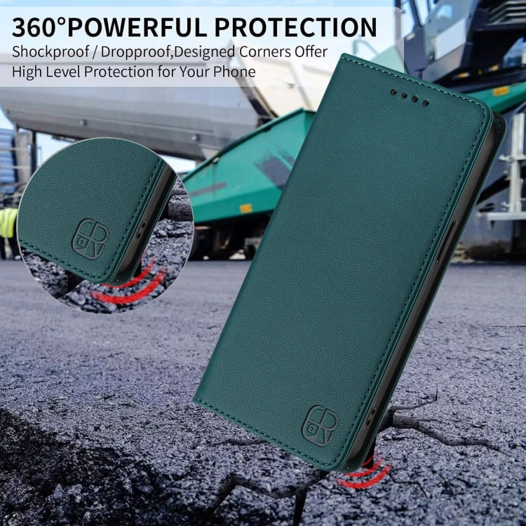 Funda de Cuero con Doble Pliegue y Succión Magnética RFID para TCL 50 5G / Xe Nxtpaper 5G / Xe 5G Rc01 (Verde Oscuro)