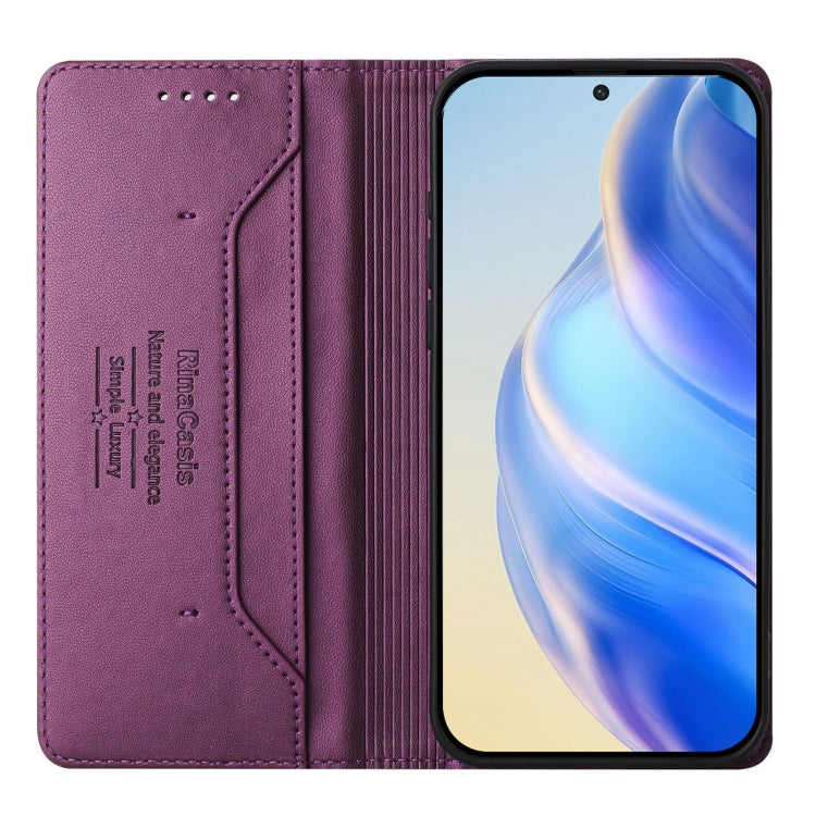 Funda de Cuero con Doble Pliegue y Succión Magnética Rfid para TCL 50 5G / Xe Nxtpaper 5G / Xe 5G Rc01 (Violeta)