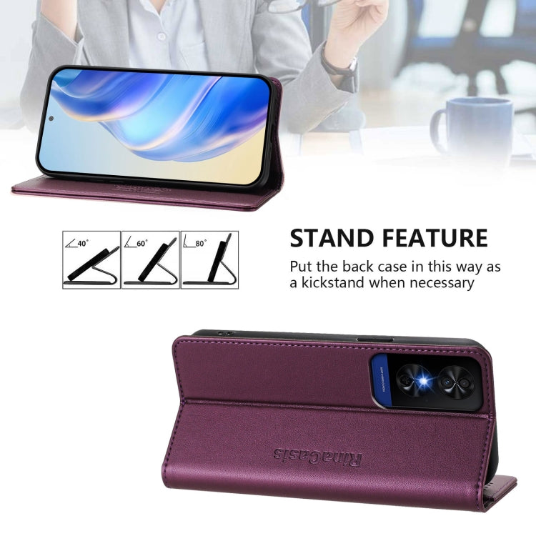 Funda de Cuero con Doble Pliegue y Succión Magnética Rfid para TCL 50 5G / Xe Nxtpaper 5G / Xe 5G Rc01 (Violeta)