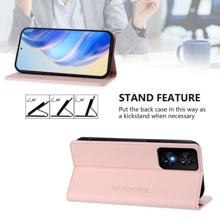 Funda de Cuero con Doble Pliegue y Succión Magnética RFID para TCL 50 SE RC01 (Rosa)