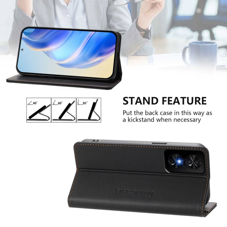 Funda de Cuero con Doble Pliegue y Succión Magnética RFID para TCL 50 Se Rc01 (Negro)