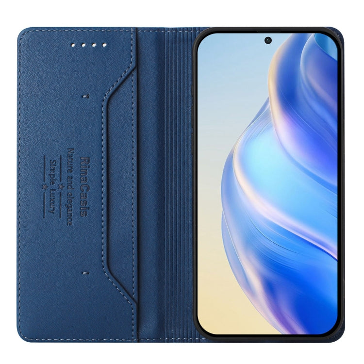 Funda de Cuero con Doble Pliegue y Succión Magnética Rfid para TCL 30T/T603Dl Rc01 (Azul Oscuro)