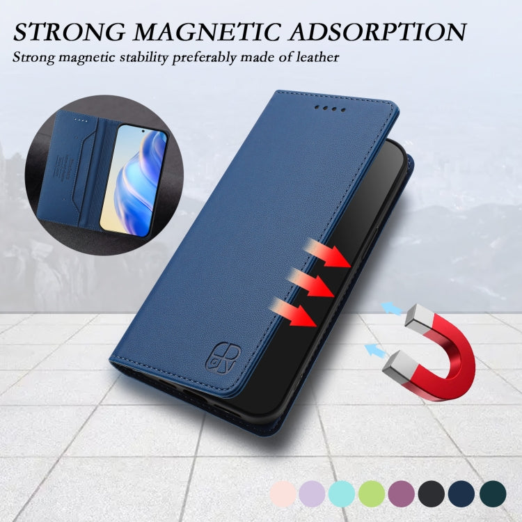 Funda de Cuero con Doble Pliegue y Succión Magnética Rfid para TCL 30T/T603Dl Rc01 (Azul Oscuro)