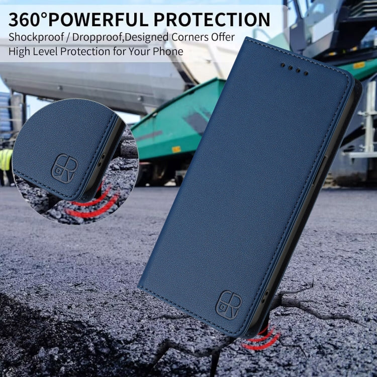 Funda de Cuero con Doble Pliegue y Succión Magnética Rfid para TCL 30T/T603Dl Rc01 (Azul Oscuro)