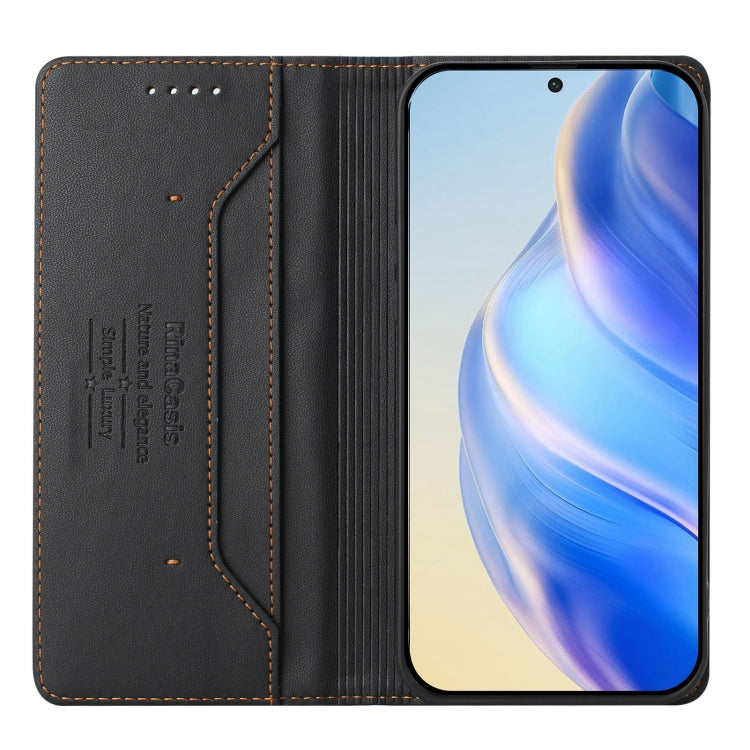 Funda de Cuero con Doble Pliegue y Succión Magnética RFID para TCL 30 Xe 5G Rc01 (Negro)