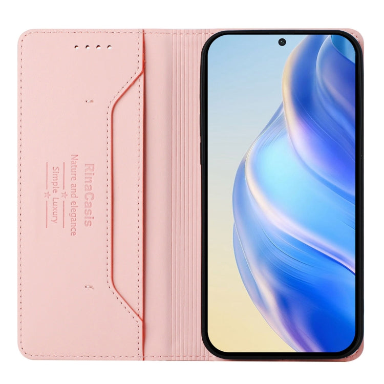Funda de Cuero con Doble Pliegue y Succión Magnética RFID para TCL 20 R 5G Rc01 (Rosa)