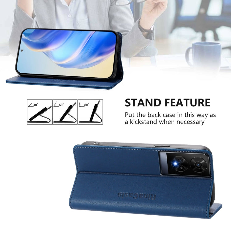 Funda de Cuero con Doble Pliegue y Succión Magnética Rfid para TCL 50 Xe Rc01 (Azul Oscuro)