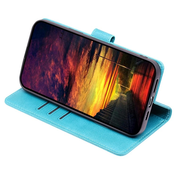 Funda de Cuero para Fujitsu Arrows We2 con Tapa y Hebilla Textura Piel de Becerro (Azul Claro)
