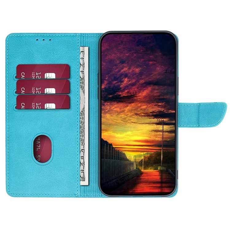 Funda de Cuero para Fujitsu Arrows We2 con Tapa y Hebilla Textura Piel de Becerro (Azul Claro)