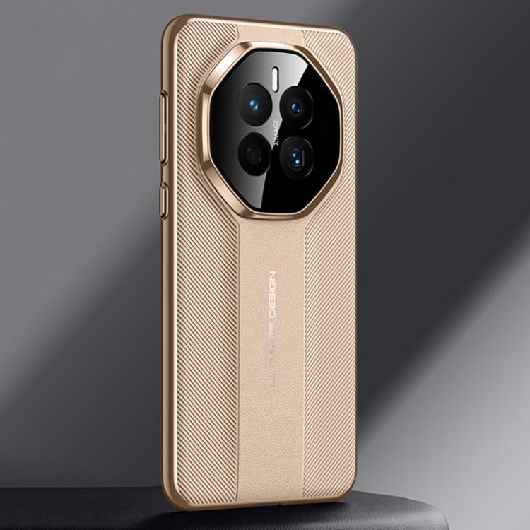 Funda de Piel Sintética para Huawei Mate 50 con Diseño de Última Generación (Dorada)