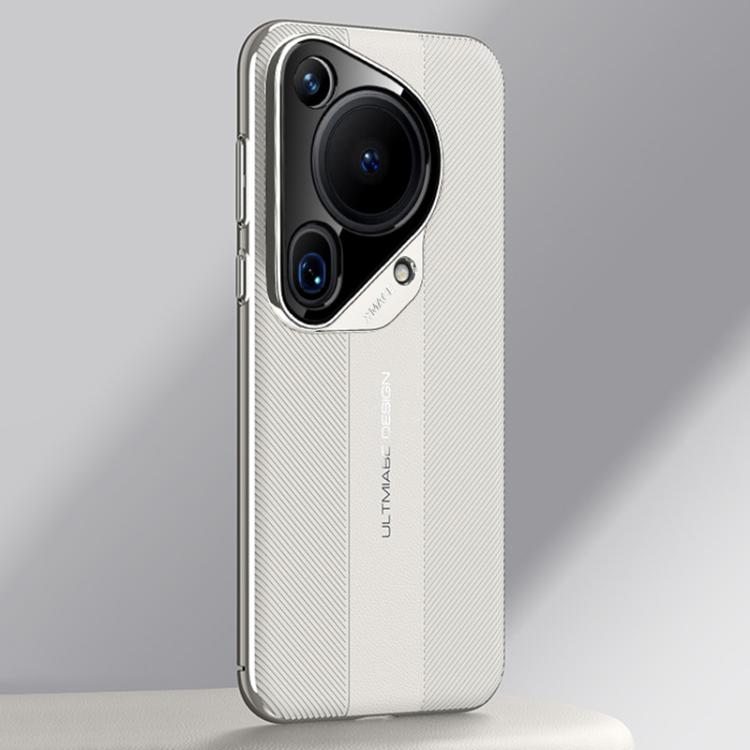 Funda de Piel Sintética Huawei Pura 70 Ultra Diseño Imitación (Blanca)
