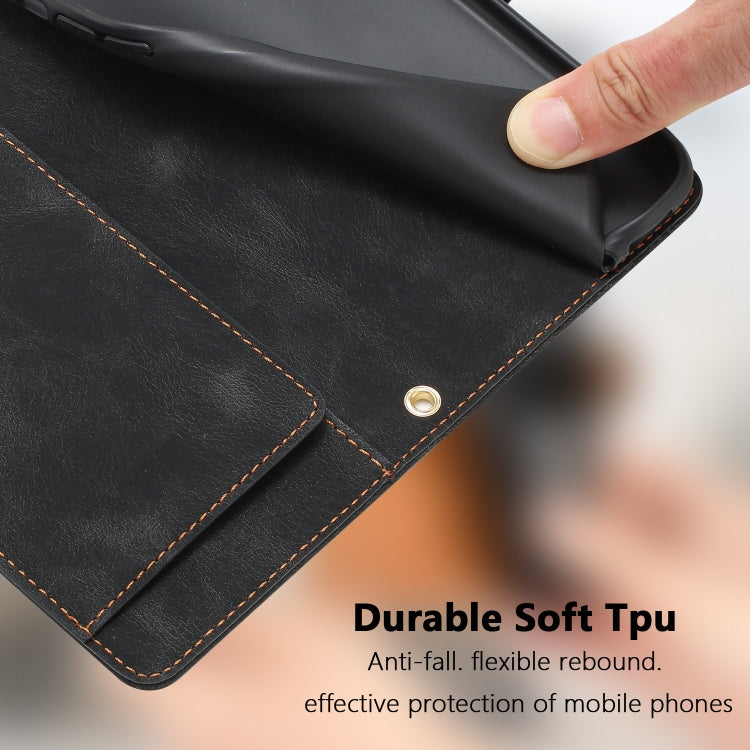 Funda de Piel con Relieve de Tulipanes para iPhone 12 Mini con Cordón (Negro)