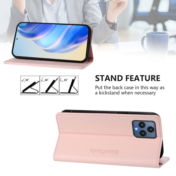 Funda de Cuero T-Mobile Revvl 6 5G/6X Rc01 con Doble Pliegue y Succión Magnética Rfid (Rosa)