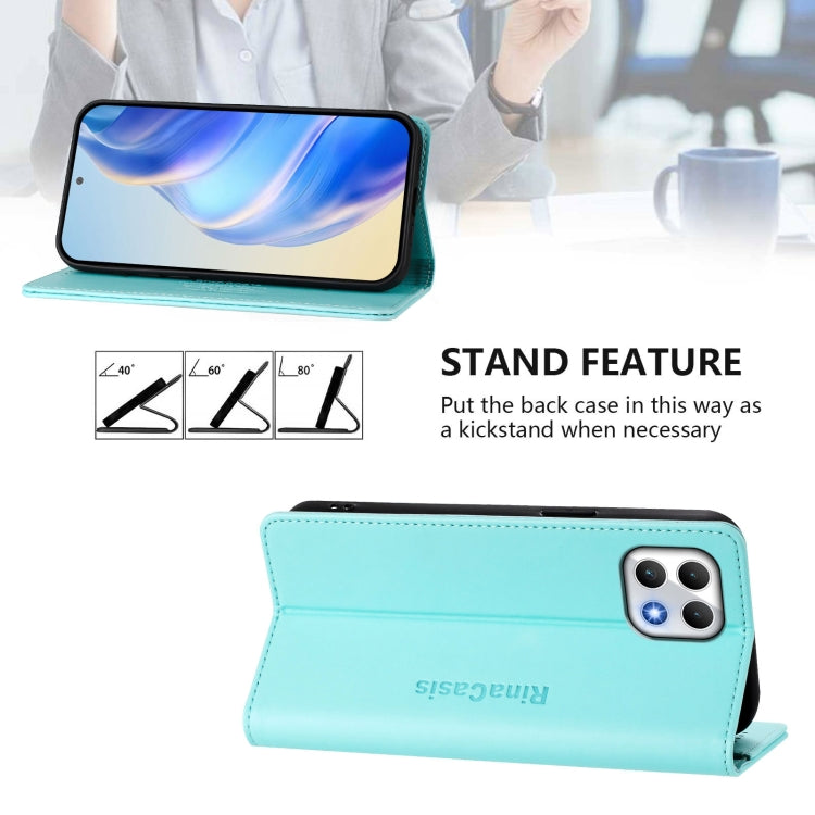 Funda de Cuero con Doble Pliegue y Succión Magnética Rfid para T-Mobile Revvl 7 5G Rc01 (Verde Menta)