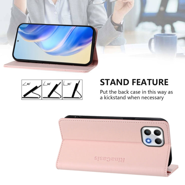Funda de Cuero con Doble Pliegue y Succión Magnética para T-Mobile Revvl 7 5G Rc01 (Rosa)