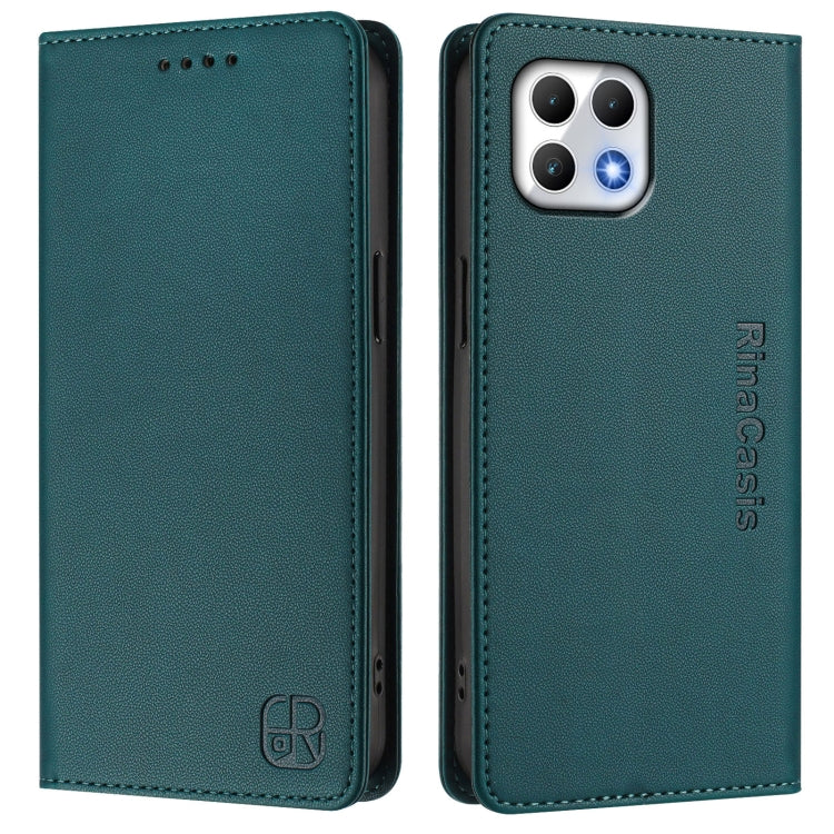 Funda de Cuero T-Mobile Revvl 7 5G Rc01 con Doble Pliegue y Succión Magnética (Verde Oscuro)