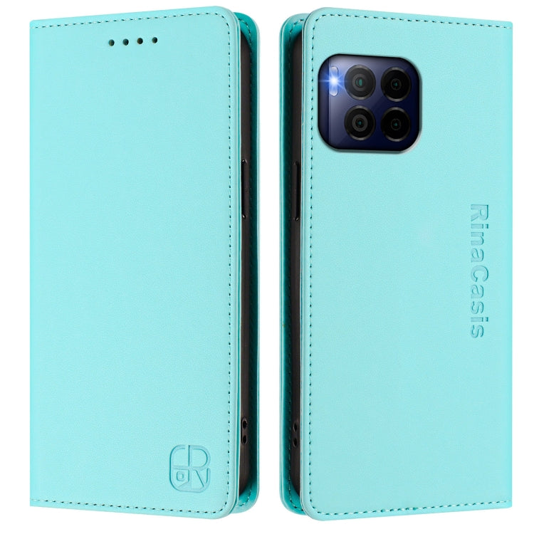 Funda de Cuero para Teléfono T-Mobile Revvl 7 Pro 5G Rc01 con Doble Pliegue y Succión Magnética (Verde Menta)