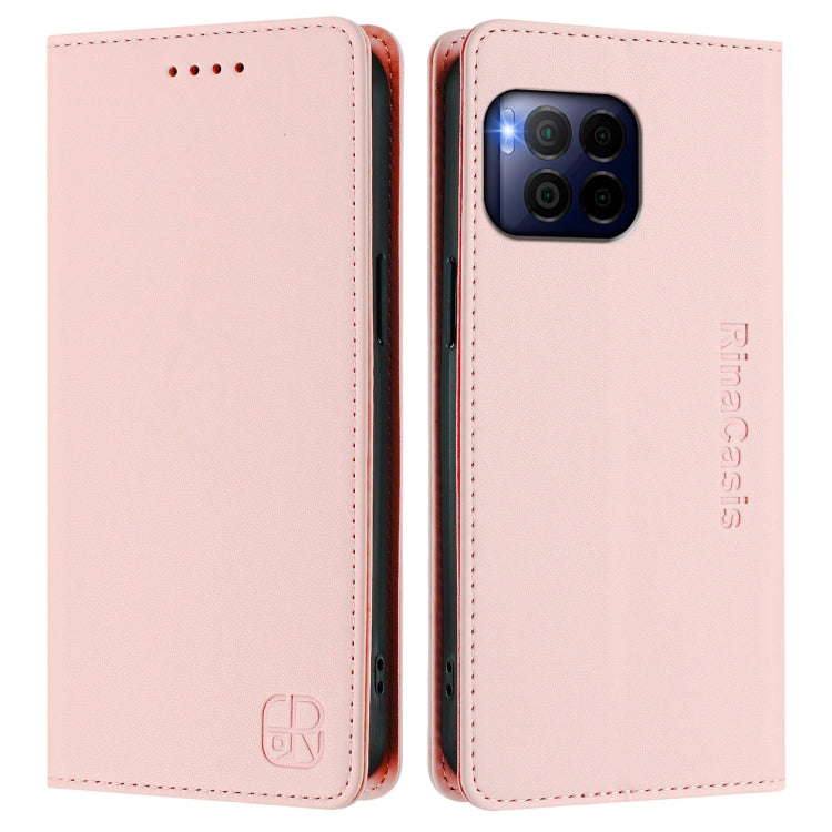 Funda de Cuero para Teléfono T-Mobile Revvl 7 Pro 5G Rc01 con Doble Pliegue y Succión Magnética (Rosa)