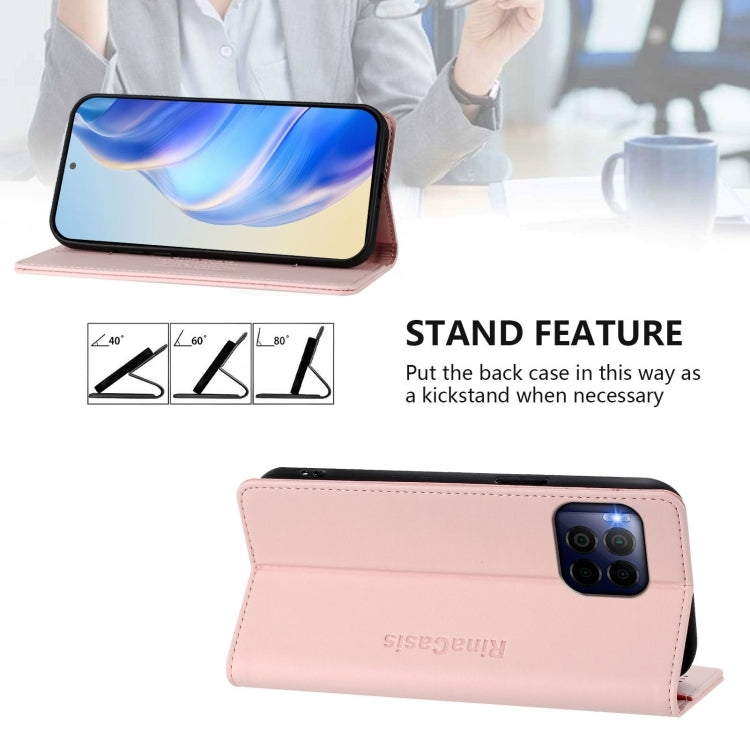 Funda de Cuero para Teléfono T-Mobile Revvl 7 Pro 5G Rc01 con Doble Pliegue y Succión Magnética (Rosa)