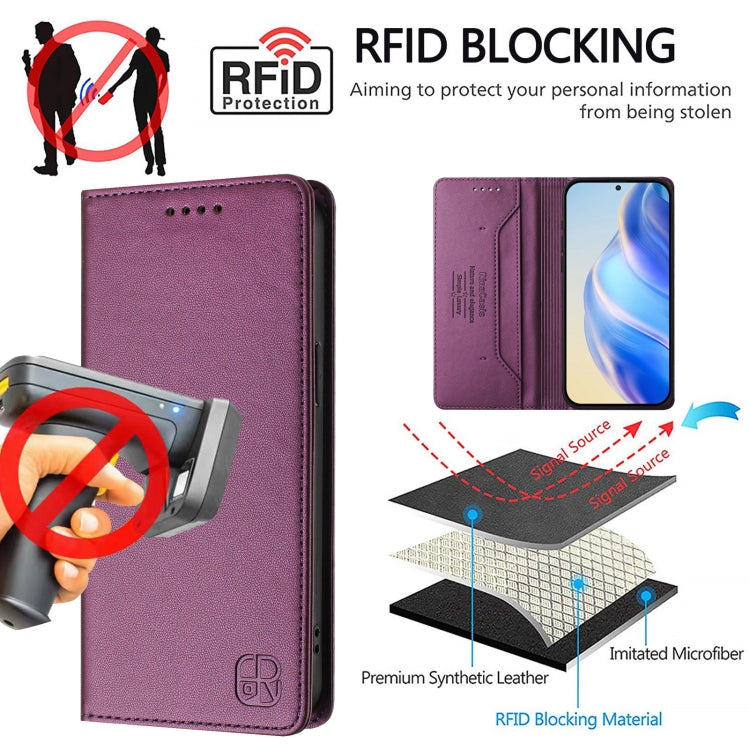Funda de Cuero con Doble Pliegue y Succión Magnética para Sony Xperia 10 Vi (2024) (Violeta)