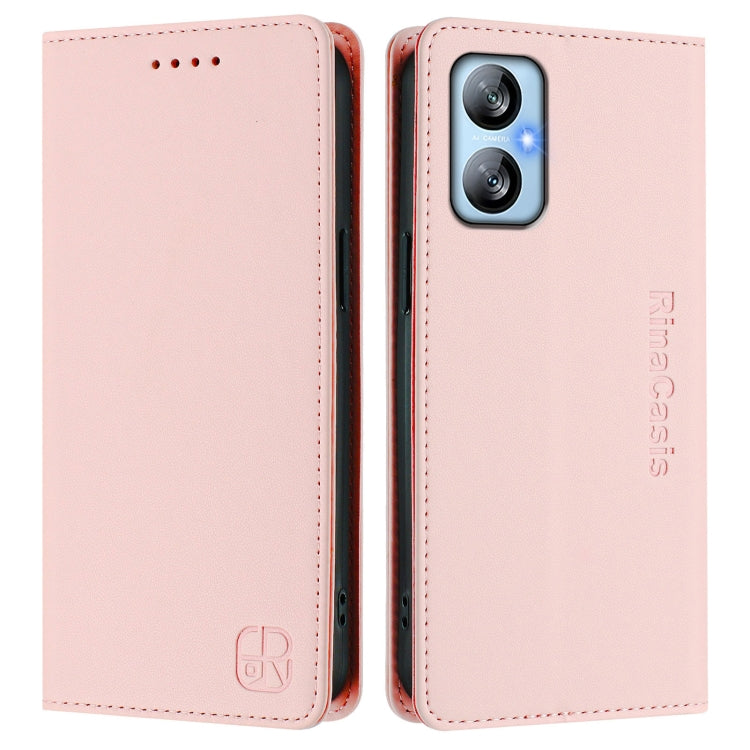 Funda de Cuero con Doble Pliegue y Succión Magnética para BlackView A52/A52 Pro Rc01 (Rosa)