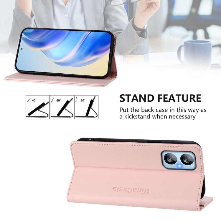 Funda de Cuero con Doble Pliegue y Succión Magnética para BlackView A52/A52 Pro Rc01 (Rosa)