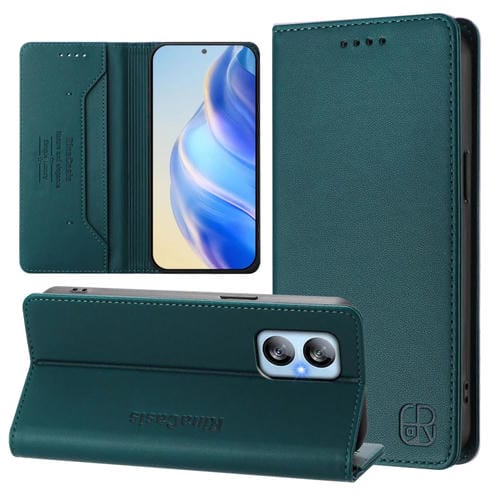 Funda de Cuero BlackView A52/A52 Pro Rc01 con Doble Pliegue y Succión Magnética (Verde Oscuro)