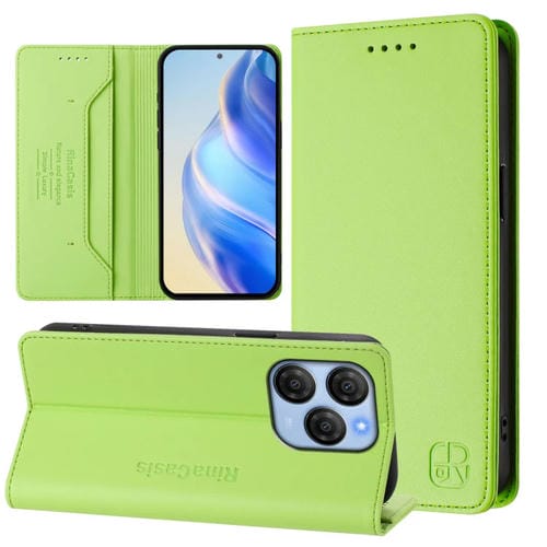 Funda de Cuero Rfid con Doble Pliegue y Succión Magnética para BlackView Shark 9 Rc01 (Verde)