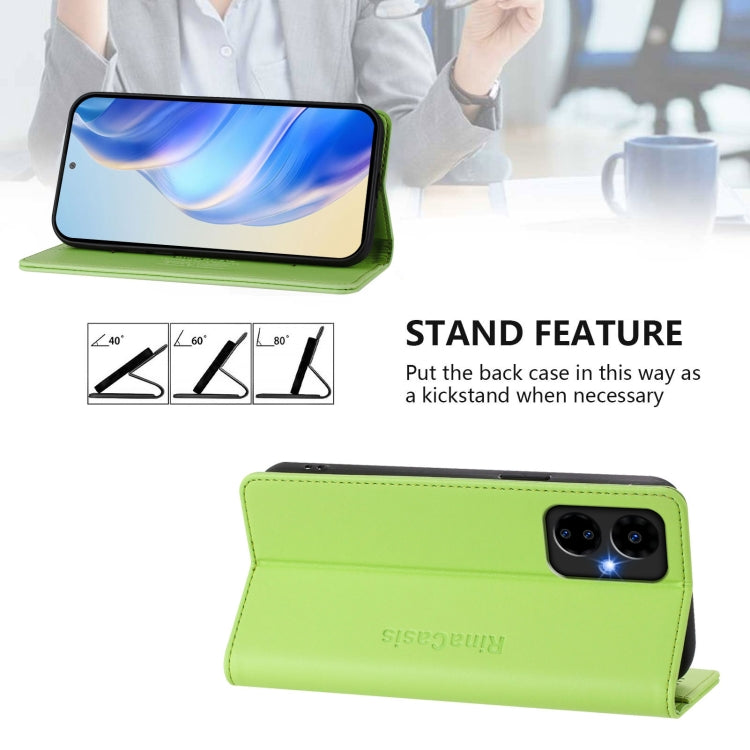 Funda de Cuero con Doble Pliegue y Succión Magnética para Boost Mobile Celero 5G 2024/3 Rc01 (Verde Hierba)