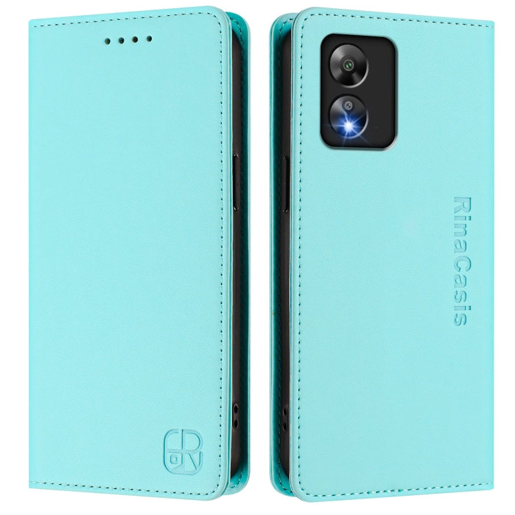Funda de Cuero Rfid Boost Mobile Celero 5G Sc/Sn339D Rc01 con Doble Pliegue y Succión Magnética (Verde Menta)
