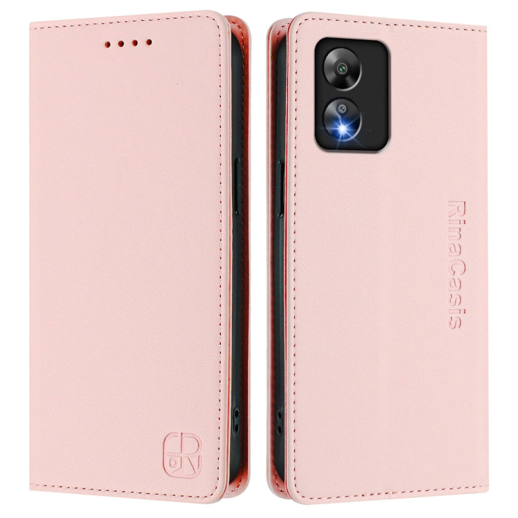 Funda de Cuero Boost Mobile Celero 5G Sc/Sn339D Rc01 con Doble Pliegue y Succión Magnética Rfid (Rosa)