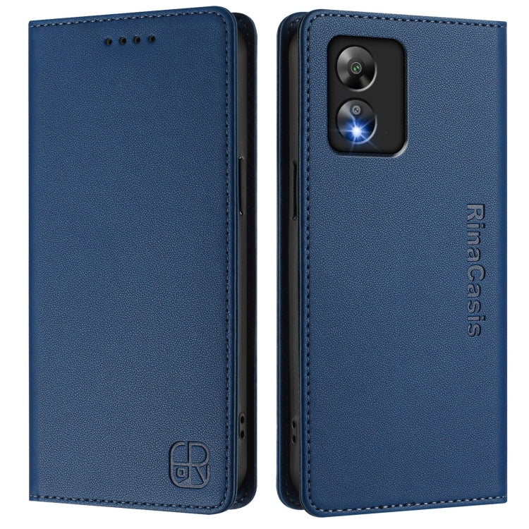 Funda de Cuero Rfid Boost Mobile Celero 5G Sc/Sn339D Rc01 con Doble Pliegue y Succión Magnética (Azul Oscuro)