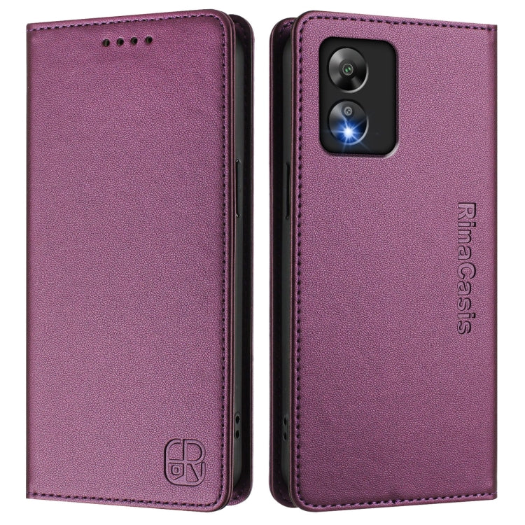 Funda de Cuero Rfid Boost Mobile Celero 5G Sc/Sn339D Rc01 con Doble Pliegue y Succión Magnética (Violeta)