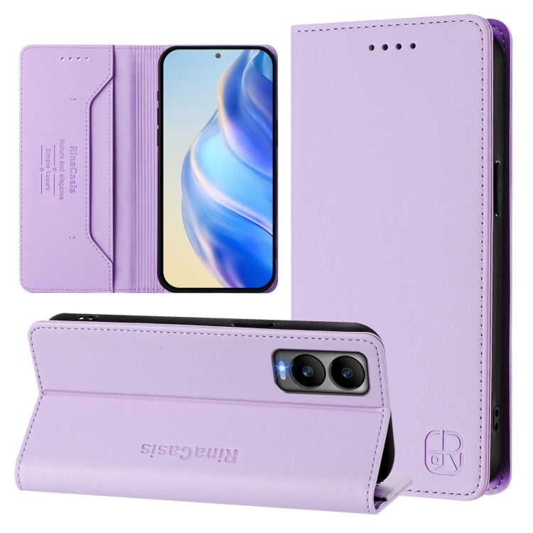 Funda de Cuero Rfid con Doble Pliegue y Succión Magnética para Cricket Debut S3 Rc01 (Morado Claro)
