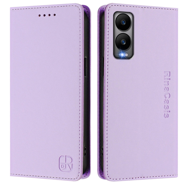 Funda de Cuero Rfid con Doble Pliegue y Succión Magnética para Cricket Debut S3 Rc01 (Morado Claro)