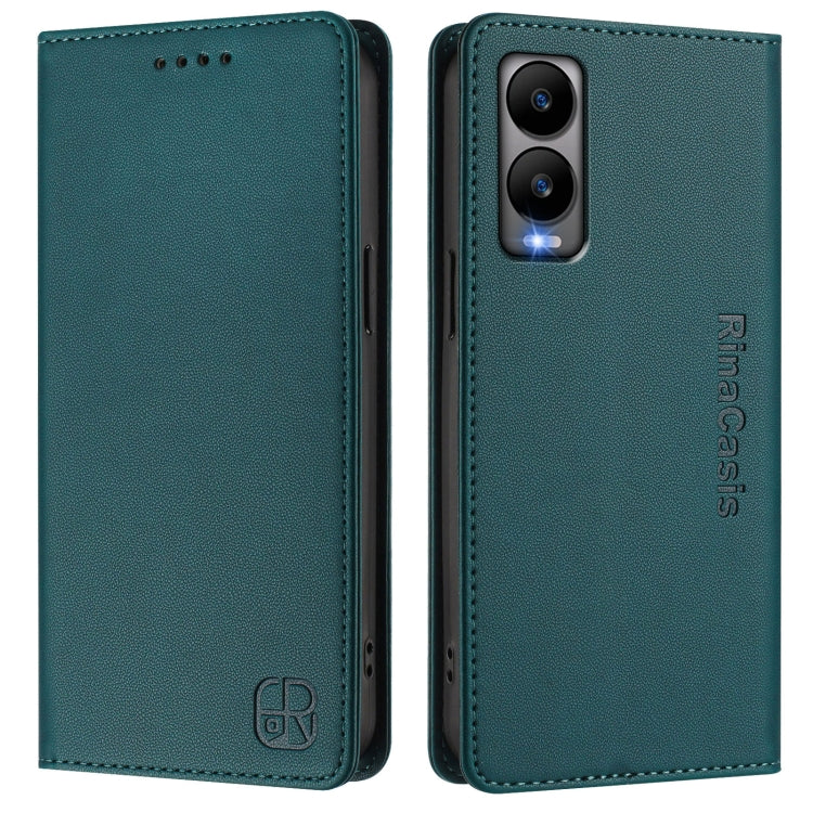 Funda de Cuero Rfid con Doble Pliegue y Succión Magnética para Cricket Debut S3 Rc01 (Verde Oscuro)