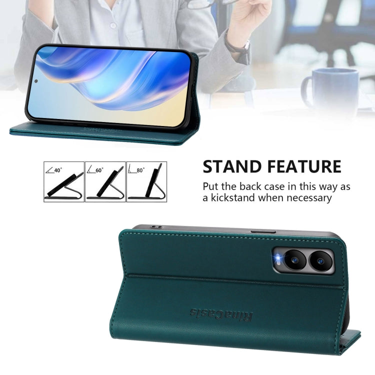 Funda de Cuero Rfid con Doble Pliegue y Succión Magnética para Cricket Debut S3 Rc01 (Verde Oscuro)