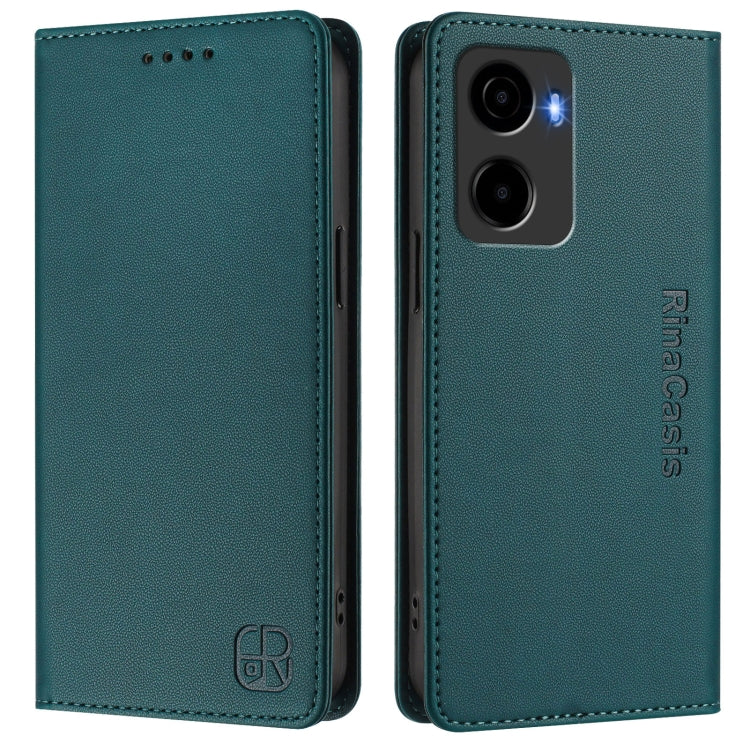 Funda de Cuero con Doble Pliegue y Succión Magnética para Cricket Magic 2 / At&T Propel 2 5G Rc01 (Verde Oscuro)