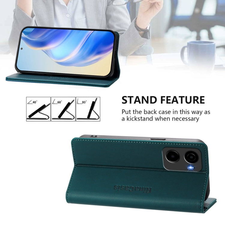 Funda de Cuero con Doble Pliegue y Succión Magnética para Cricket Magic 2 / At&T Propel 2 5G Rc01 (Verde Oscuro)