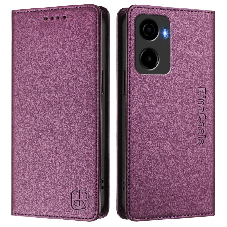 Funda de Cuero con Doble Pliegue y Succión Magnética Rfid para Cricket Magic 2 / At&T Propel 2 5G Rc01 (Violeta)